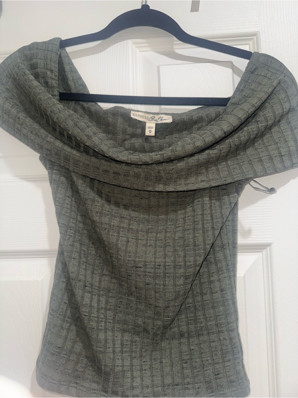 Express Olive Green Off-Shoulder Sweater top